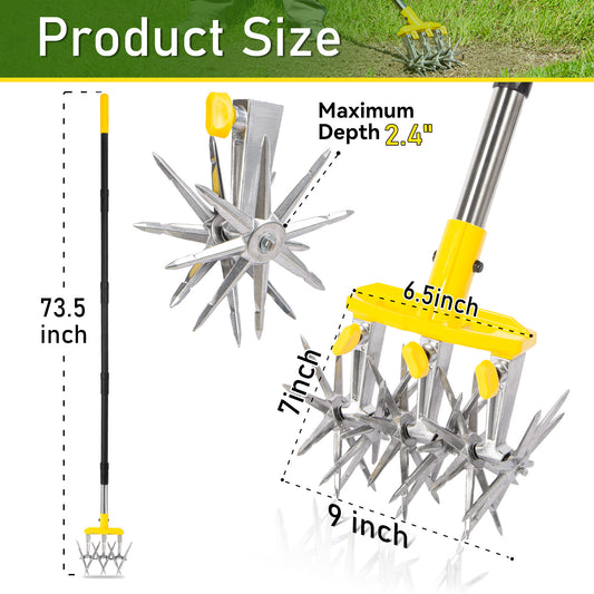 BlumeTrec Rotary Cultivator Garden Tool, Manual Tiller Cultivator