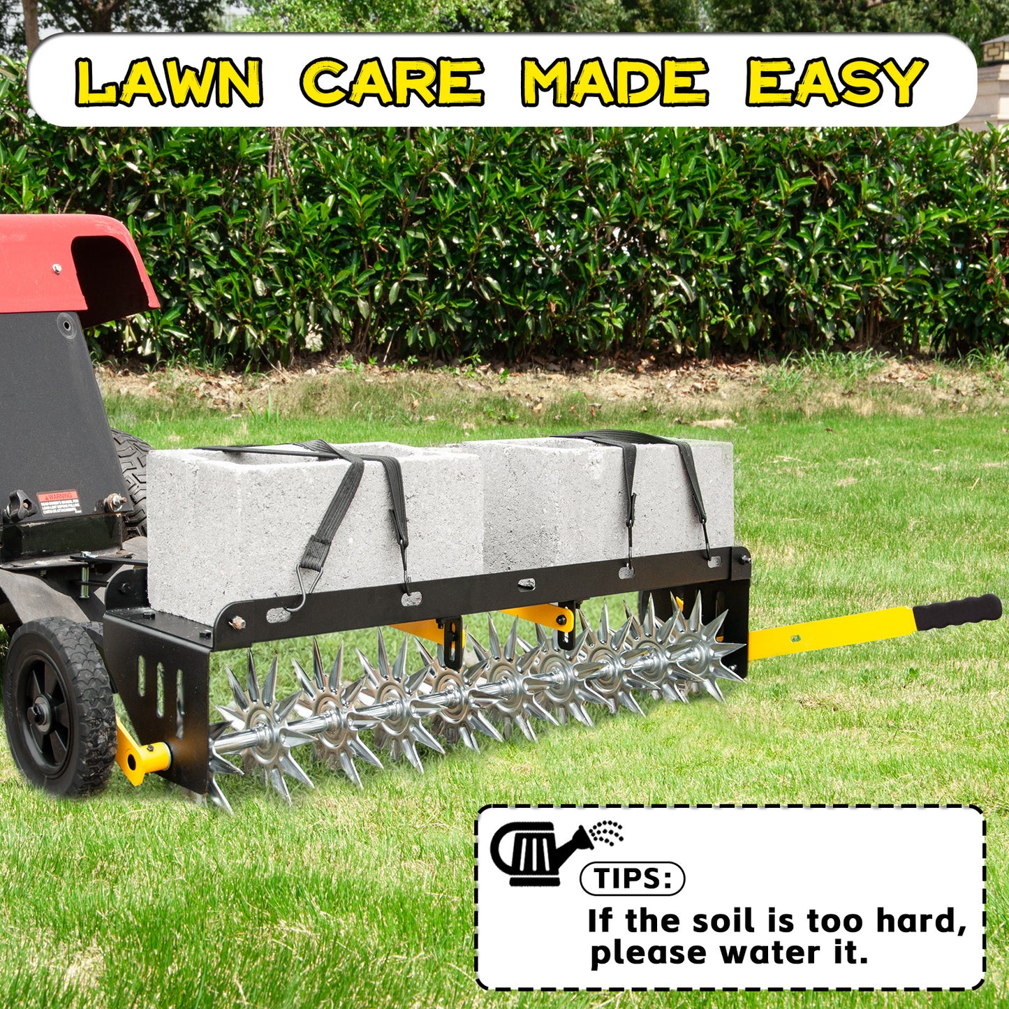 BlumeTrec 40-Inch Tow Behind Spike Aerator, Pull Behind Lawn Aerator