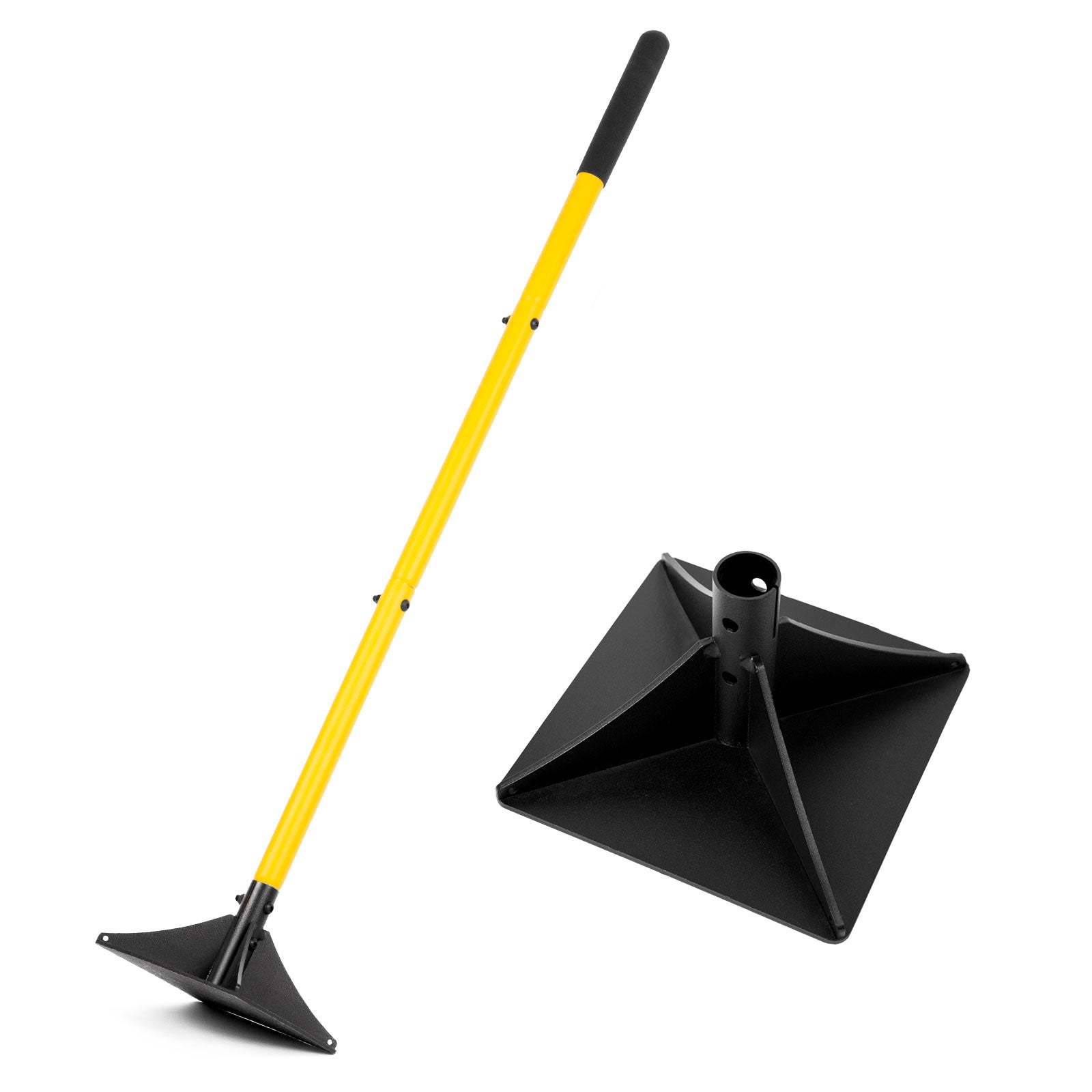 BlumeTrec Steel Tamper with 48" Handle, Heavy Duty Hand Compactor Tool for Leveling Soil, Gravel, Sand, Asphalt, Ground, Paver, Driveway, Garden, Yard, and Blacktop Repair