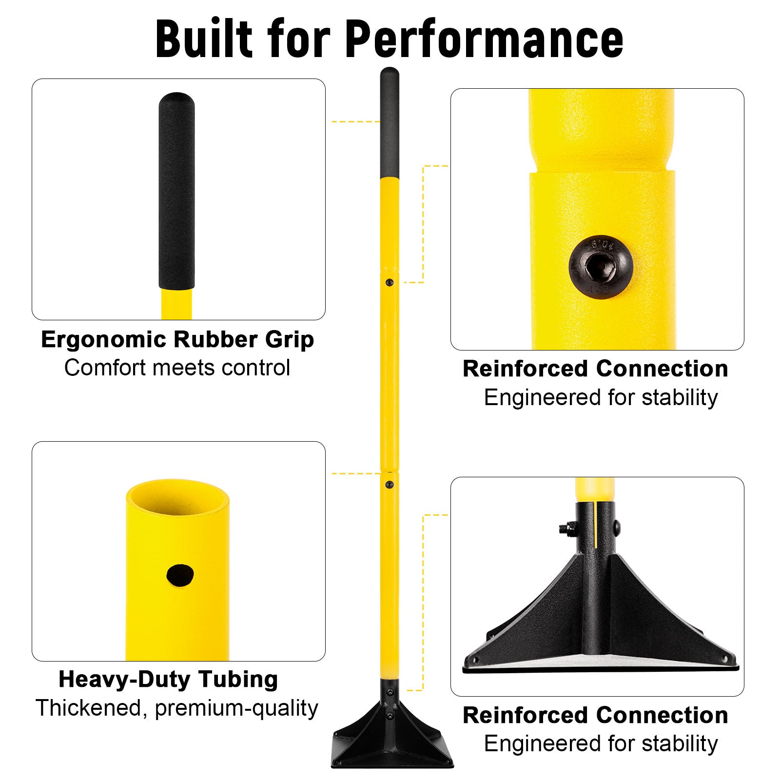 BlumeTrec Steel Tamper with 48" Handle, Heavy Duty Hand Compactor Tool for Leveling Soil, Gravel, Sand, Asphalt, Ground, Paver, Driveway, Garden, Yard, and Blacktop Repair