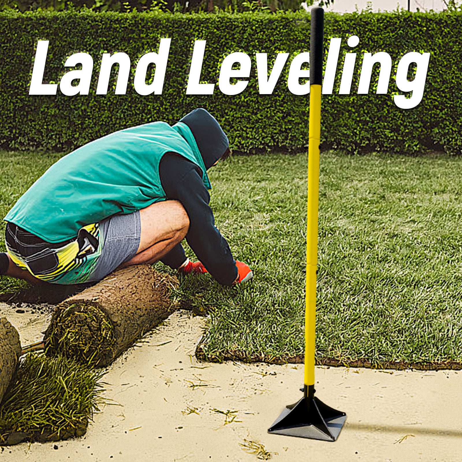 BlumeTrec Steel Tamper with 48" Handle, Heavy Duty Hand Compactor Tool for Leveling Soil, Gravel, Sand, Asphalt, Ground, Paver, Driveway, Garden, Yard, and Blacktop Repair