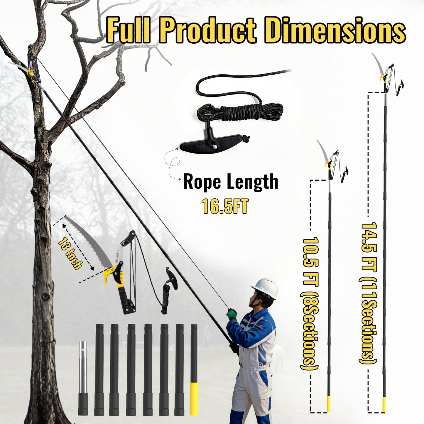 BlumeTrec Pole Saw for Tree Trimming, 2-In-1 Manual Tree Pruner with Saw
