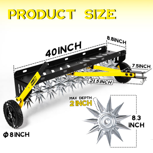 BlumeTrec 40-Inch Tow Behind Spike Aerator, Pull Behind Lawn Aerator