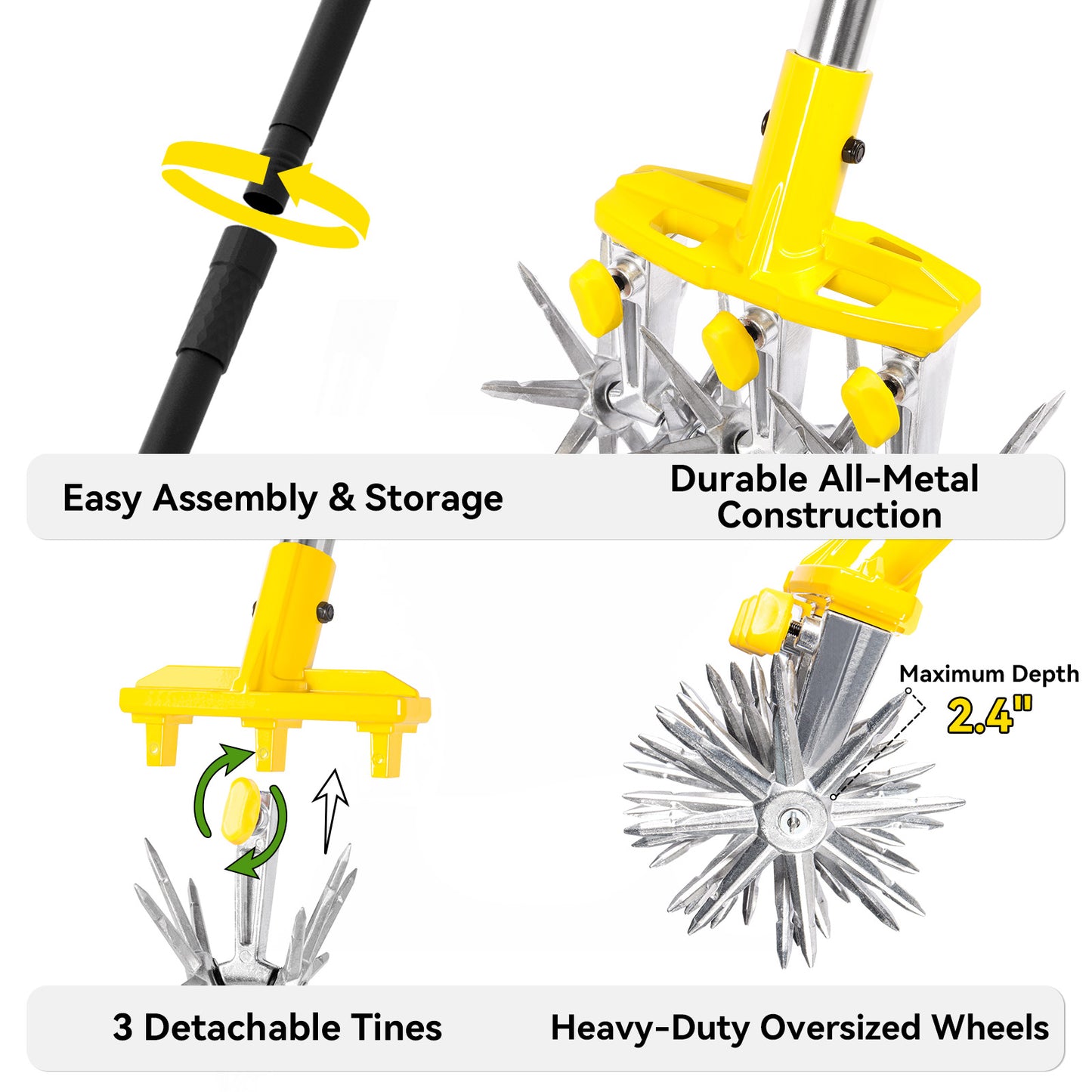 BlumeTrec Rotary Cultivator Garden Tool, Manual Tiller Cultivator