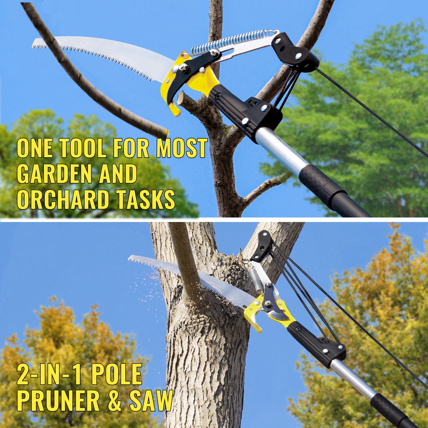 BlumeTrec Pole Saw for Tree Trimming, 2-In-1 Manual Tree Pruner with Saw
