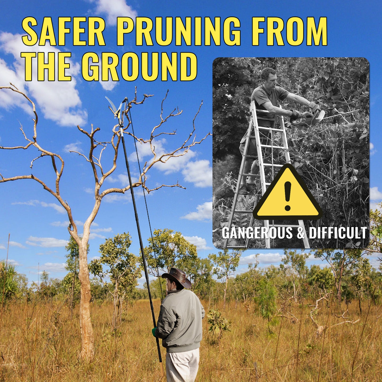 BlumeTrec Pole Saw for Tree Trimming, 2-In-1 Manual Tree Pruner with Saw